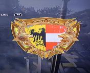 Coat of Arms of the Imperial Knight, Razgriz, bearing 1/2 of the Imperial War Banner of the Holy Roman Empire, and 1/2 of the flag of the Austrian Empire, outlined with the Golden Shield of Victory from meg imperial sex scenes