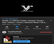 Bollywood Movie Sadak 2 Trailer is now the most disliked video on YouTube, having reached 10 million dislikes in 3 days, at 48 million views. from bollywood hiroine aasheeka hot video