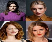 Would You Rather (1) Have Emma Watson & Emma Mackey Give You An Extremely Sloppy BJ With Cum Swapping (or) (2) Have Emma Stone Sit On Your Face While Emma Roberts Rides Your Cock Until You Cum from emma butt big